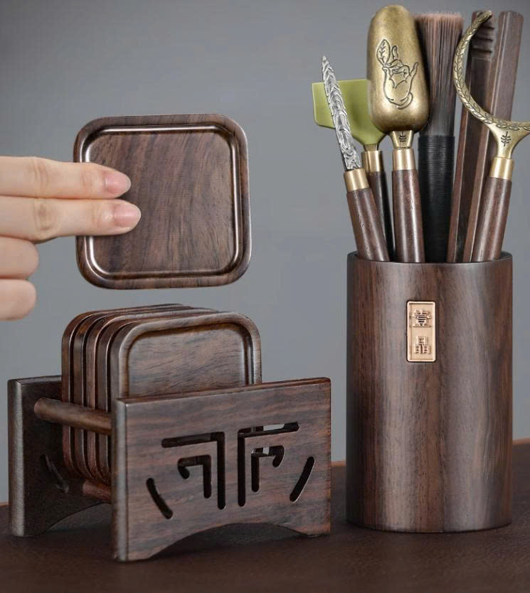 Bộ trà cụ gỗ trầm hương